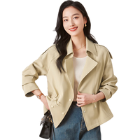 初申春秋短外套女时尚气质设计感翻领收腰抽绳短款风衣外套S13KF3650