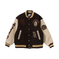 BAPE 多图案布章羊毛拼接 男士棒球外套