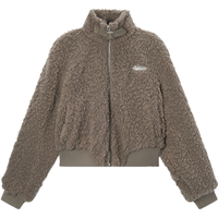 森马 Semir外套女短款显高小个子温柔气质2024冬季立领毛绒夹克甜酷 咖色调00355 170/92A/XL