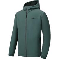 鸿星尔克防泼水运动风衣外套男春季纯色连帽夹克运动休闲上衣服 石郁蓝 3XL (185/100A)