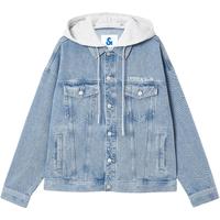 JACK&JONES/杰克琼斯 假两件设计 男士牛仔夹克 可拆卸连帽