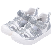 江博士夏季男女童透气休闲儿童凉鞋 1-3岁宝宝学步鞋 轻便幼儿童鞋 银/米 28 码脚长约17.2-17.8