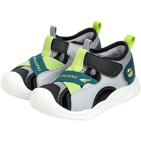 江博士夏季男女童休闲透气宝宝学步鞋 舒适拼色幼运动鞋儿童凉鞋 灰/绿 25 脚长约15.2-15.7