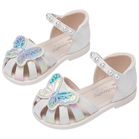 立体蝴蝶宝宝凉鞋夏款童鞋渐变包头软底凉鞋女童宝宝学步鞋