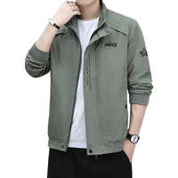 棉致夹克男士春秋外套立领户外运动休闲百搭上衣 军绿 2XL 2XL （133-148斤）