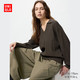 UNIQLO 优衣库 女装可机洗罗纹半开领针织衫/毛衣25秋冬480414 35 浅褐色 XS