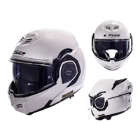 LS2后空翻揭面盔摩托车头盔男女机车防雾双镜片头盔赛车四季ls2FF900 FF906-闪光白 2XL适合 59-60头围