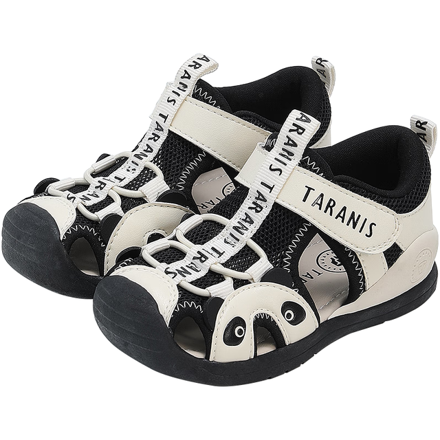泰兰尼斯 宝宝学步鞋夏季儿童凉鞋男女童包头防滑户外沙滩鞋白/黑