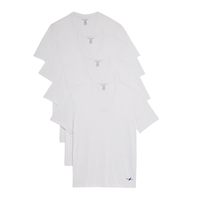 NAUTICA 男式 时尚T恤 4件装限量版棉质V领T恤 V领 短袖 经典版型 White-nautica 05 Logo Large