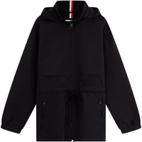 TOMMY HILFIGER【轻舒适防水】女装户外抽绳收腰可收纳连帽立领夹克76J5246 黑色BDS S （：100-115斤）