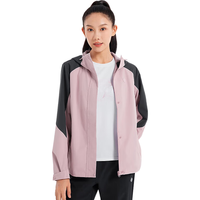 特步（XTEP）门店同款双层风衣女外套冬季百搭运动拼色连帽开衫休闲装 莲红粉/瓦罐灰 3XL