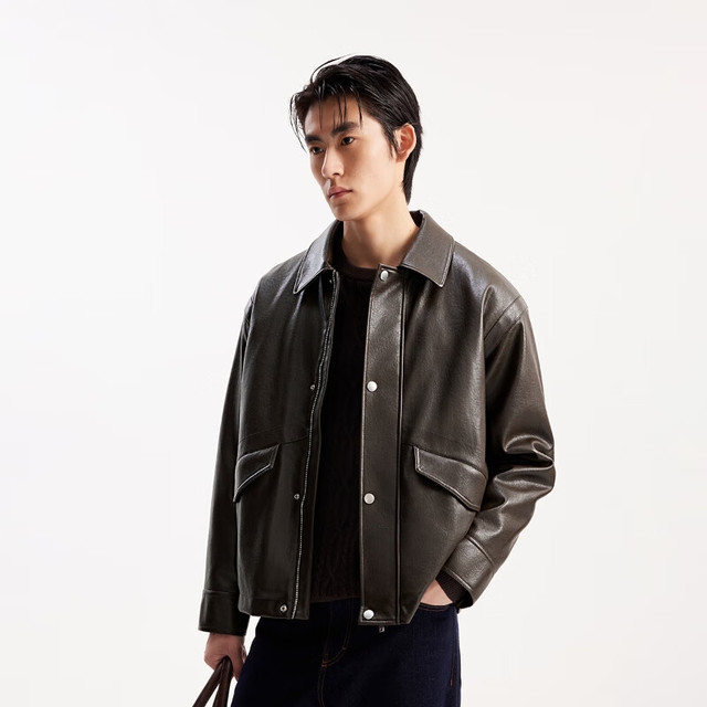 JACK&JONES 杰克琼斯 冬季PU 商务休闲厚夹克外套