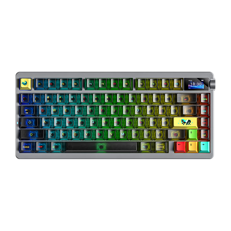  AULA/狼蛛 三模8000mAh 无线机械键盘  海棠轴 暗夜黑 RGB