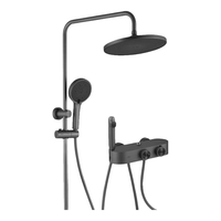 摩恩（MOEN）智能花洒恒温淋浴花洒套装 增压顶喷三功能手持花洒全套精铜主体 【款枪灰色】恒温自动除垢