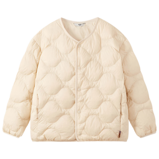 马骑顿 男童25冬户外女童内胆登山轻薄羽绒服 米白 140