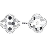 潮宏基 铂雅铂金耳钉白金PT950四叶草镜面CNC龙鳞女通勤百搭