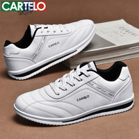 CARTELO/卡帝乐鳄鱼 英伦风 男士休闲鞋 白色QH2035 44