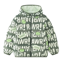 Disney baby童装儿童男童轻薄三防连帽羽绒服2025年秋冬短装宝宝外套衣服 绿底字母恐龙【男  24】 120 cm