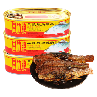 甘竹牌 豆豉鲮鱼罐头 海鲜罐头广东特产即食下饭酒菜预制菜227g*2罐