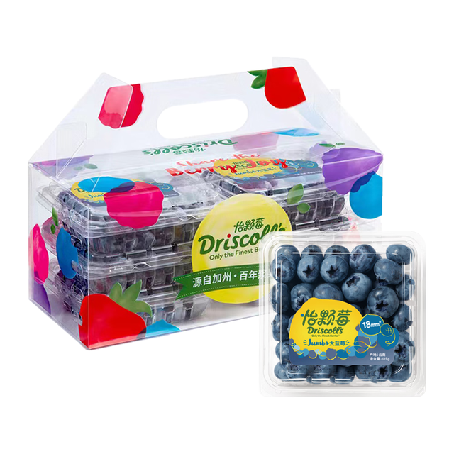 怡颗莓 大号Jumbo云南蓝莓（18mm+）125g*6盒 礼盒装