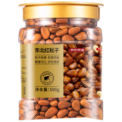 京东京造 东北手剥红松子500g 每日坚果干果罐装坚果松子