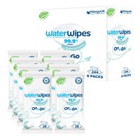 WaterWipes 旅行湿巾 224 张(8 件装),99.9% 水性湿巾 非常适合外出使用 面部和身体