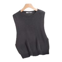 雪中飞(SNOWFLYING)【无缝一体】100%纯羊毛衫针织马甲女时尚圆领百搭叠穿毛衣秋冬 灰色 常规 M