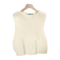 雪中飞（SNOWFLYING）【无缝一体】100%纯羊毛衫针织马甲女时尚圆领百搭叠穿毛衣秋冬 象牙白 常规