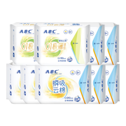 ABC 瞬吸云棉卫生巾 日用72片（240mm*56片赠190mm*16片）