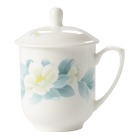 华光国瓷 骨瓷茶杯带盖 办公会议杯 陶瓷茶杯 手工茶杯盖杯 清秋雅韵 单杯