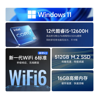  coocaa/酷开 12核高性能 台式电脑主机  核芯显卡 i5-12600H 512GB 16GB