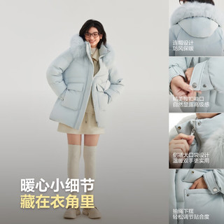 波司登 B250245268 90绒脱卸帽大毛领 薄荷茶绿 S 女士羽绒服