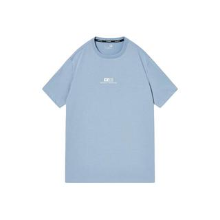 乔丹QIAODAN短袖T恤男士夏季棉透气速干针织上衣 天羽蓝 5XL