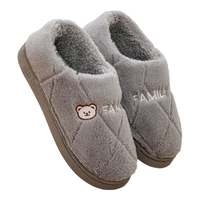 俞兆林棉拖鞋男女居家用室内简约保暖毛绒包跟棉鞋 YI004 灰色 42/43