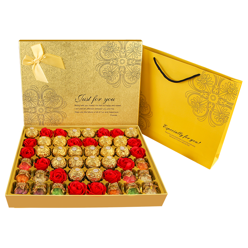 费列罗 巧克力礼盒榛仁夹心新年跨年货礼物送女友生日礼物送女友男生老婆 双拼48粒金色礼盒装