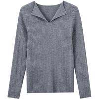 德玛纳【法式职场OOTD】夏云感轻薄翻领线衫简约风长袖针织衫女上衣