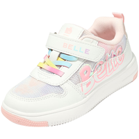 百丽童鞋儿童复古板鞋时尚女童休闲鞋春夏季网面校园鞋男童运动鞋 R23849白/彩/粉色 34