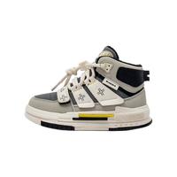 Kappa Kids卡帕童鞋男童运动鞋加绒高帮鞋冬季休闲鞋保暖儿童棉鞋女童鞋 米灰 37码适合脚长225mm