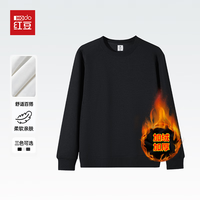 红豆2025秋冬加绒卫衣男圆领套头衫宽松休闲长袖上衣外套男装衣服 黑色 3XL （150-170斤）