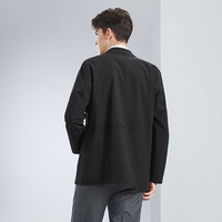 柒牌(SEVEN)【无缝】男装中长款风衣男25春秋商务休闲翻领外套 黑色 S