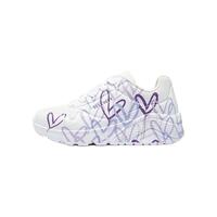 Skechers斯凯奇UNO系列糖果鞋儿童秋季涂鸦低帮板鞋童时尚休闲鞋314064L 白色/紫色/WLPR
