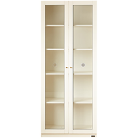 全友（QUANU）家居 书柜透明钢化玻璃柜门客厅展示柜分层置物大容量柜子129556 【象牙白】（二门+三门）书柜