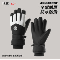 卫墨墨手套女冬季2024加绒加厚保暖防寒可触屏男防风电动车滑雪手套 白色男款-1双 无规格