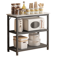 喻品餐边柜厨房置物架落地餐具酒柜家具收纳柜多功能ZW238三层80灰 【三代特厚岩板】三层80*40灰