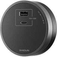 狮盾移动轨道插座 电源插头 USB+TYPE-C适配器 适用于明装SN系列 肤感黑