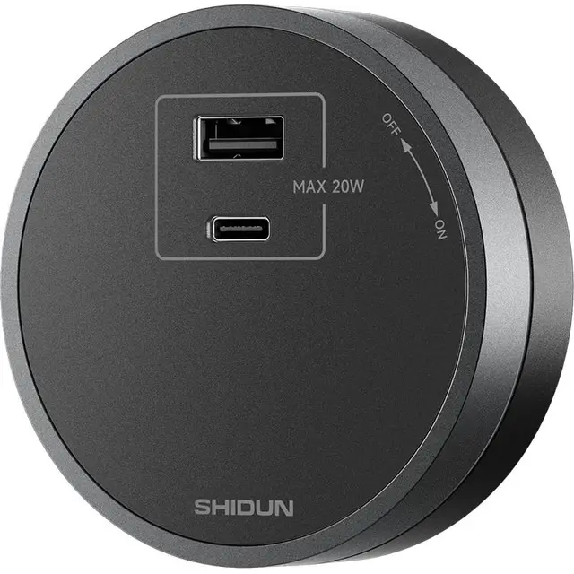 狮盾移动轨道插座 电源插头 USB+TYPE-C适配器 适用于明装SN系列 肤感黑