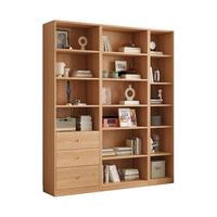 BM实木书柜橡木落地组合带玻璃门一体靠墙实木柜子 【橡木】EE款200高*160长*32深