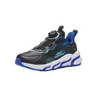 安踏儿童运动鞋男女童春秋网面透气旋钮扣犟弹科技跑步鞋 【男革面】黑/蓝/绿5523N-2 30 脚长约18.5cm