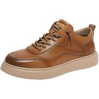 百丽复古潮搭休闲鞋男2024春季商场同款户外运动板鞋加绒8FX01AM4 黄棕-绒里 41