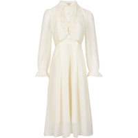 衣香丽影 白色新中式国风连衣裙女今年假两件立领裙子 米色 M